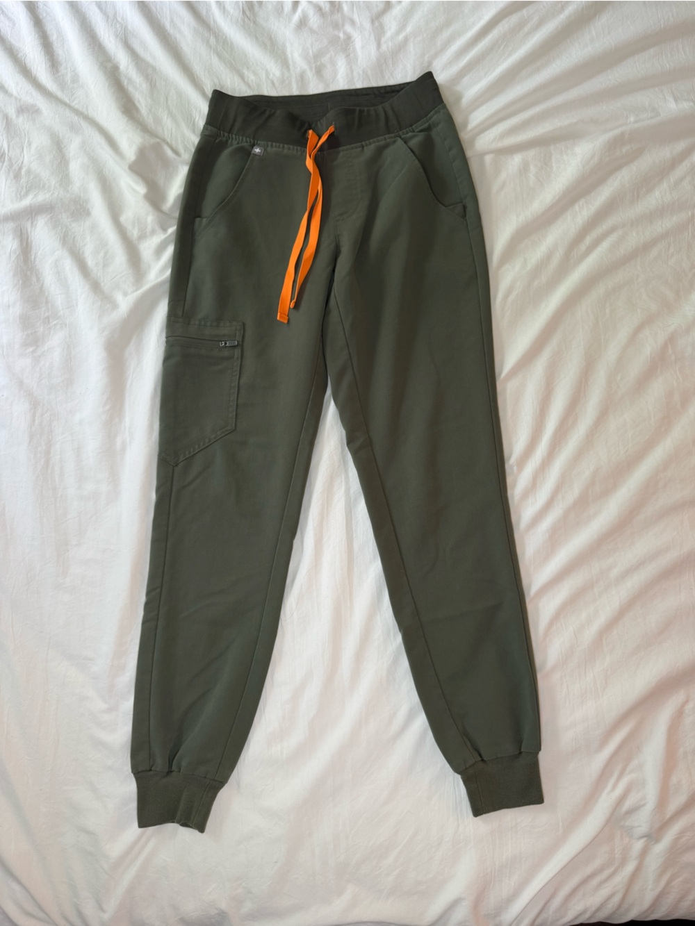 Figs Olive Green Joggers with Orange Drawstring Size XXS